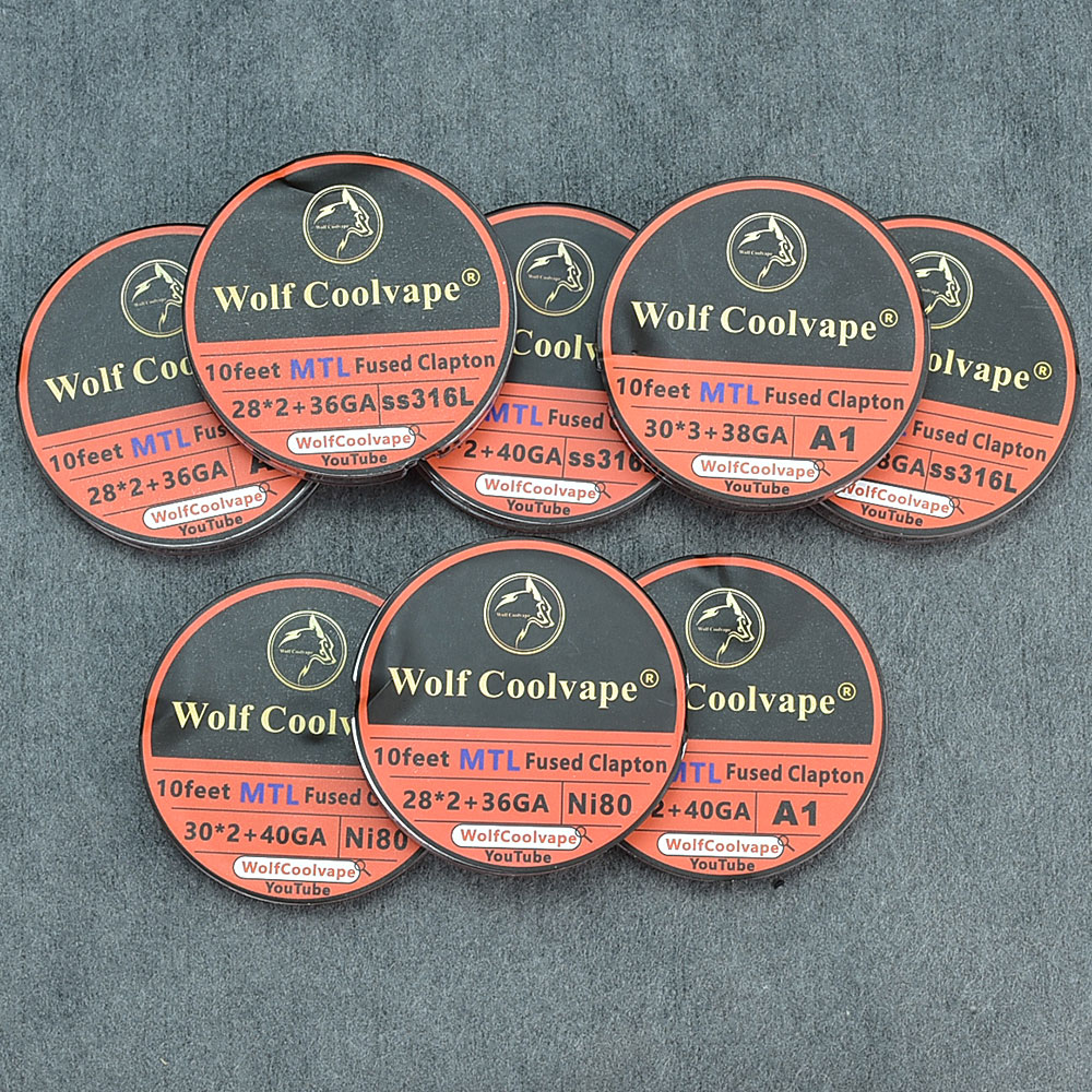 Clapton Wire Pre Built - 10 stóp NI80/A1/SS316L MTL Fused Clapton
